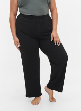 Pantalon ample avec structure, Black, Model image number 1