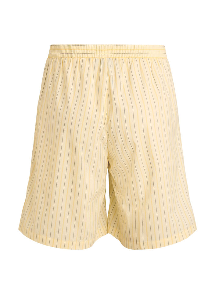Short ample taille haute &agrave; rayures, Jaune clair, Packshot
