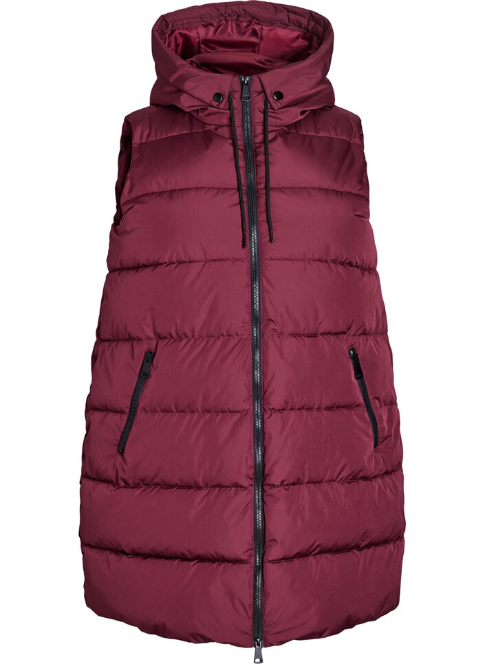 Veste longue avec capuche et poches, Bordeaux, Packshot image number 0