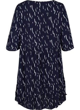 Viscose jurk met print en 3/4 mouwen, Night Sky Rain, Packshot image number 1