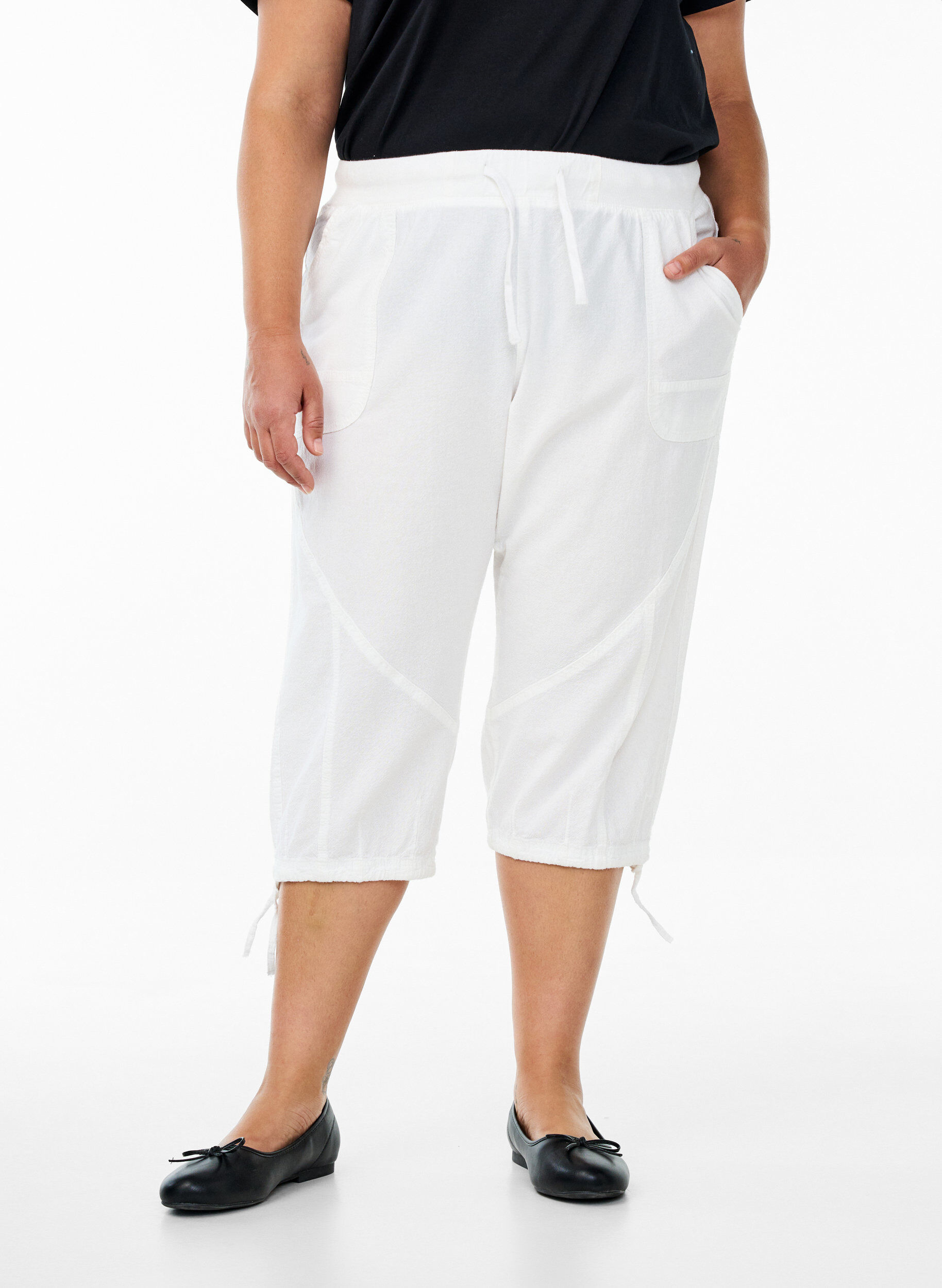 ZizziPantacourt en coton, Blanc, Model image number 2