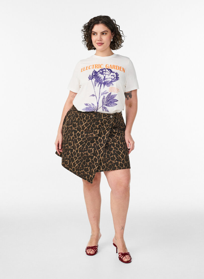 Katoenen T-shirt met print, Wit, Model image number 1