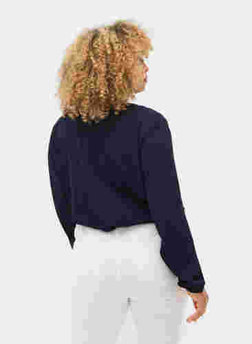Effen blouse met v-hals, Navy Blazer, Model image number 1