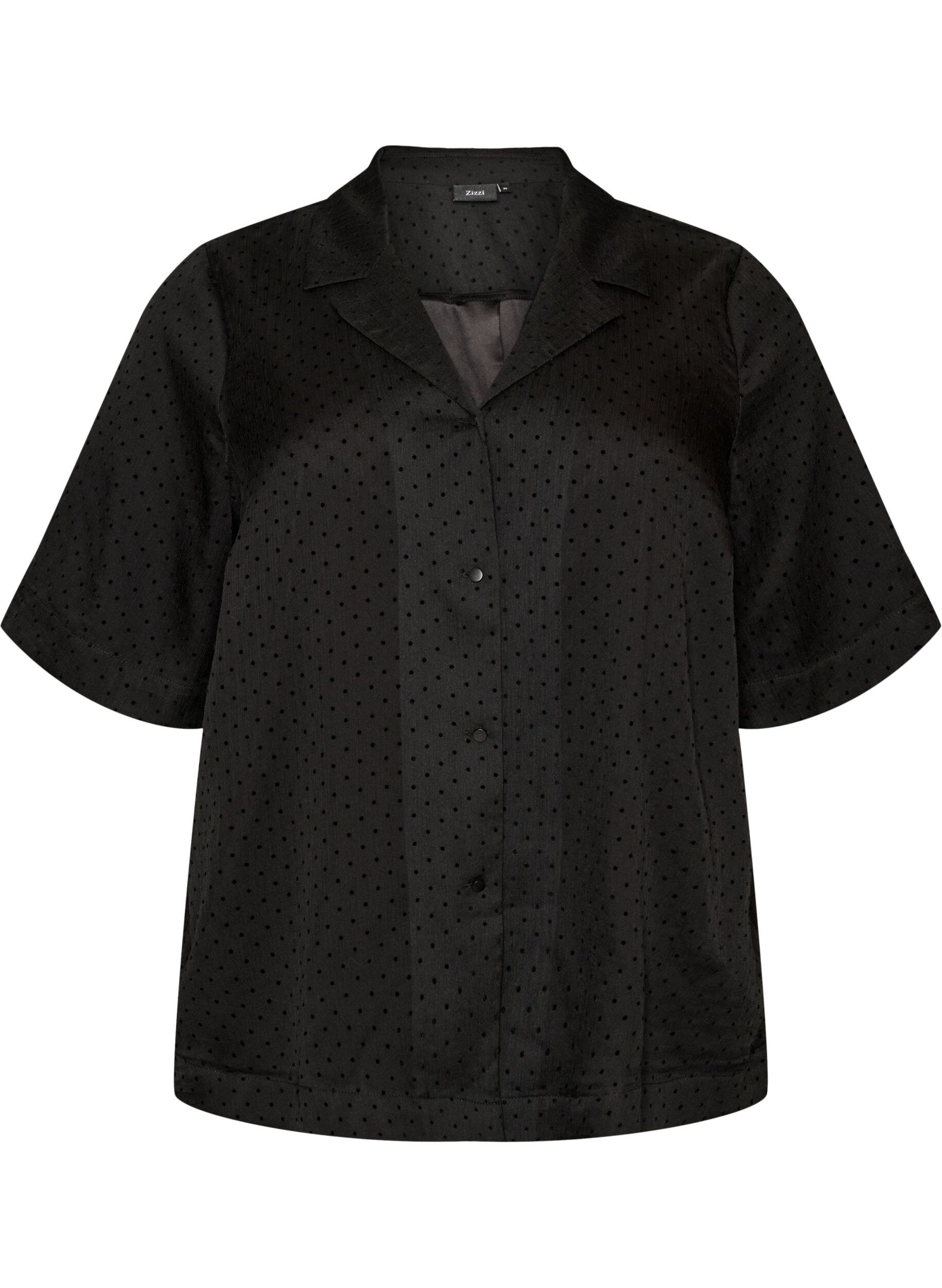 ZizziChemisier &agrave; pois avec revers, Noir, Packshot image number 0