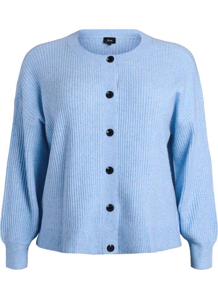 Cardigan en tricot c&ocirc;tel&eacute; avec boutons, Bleu Clair, Packshot image number 0