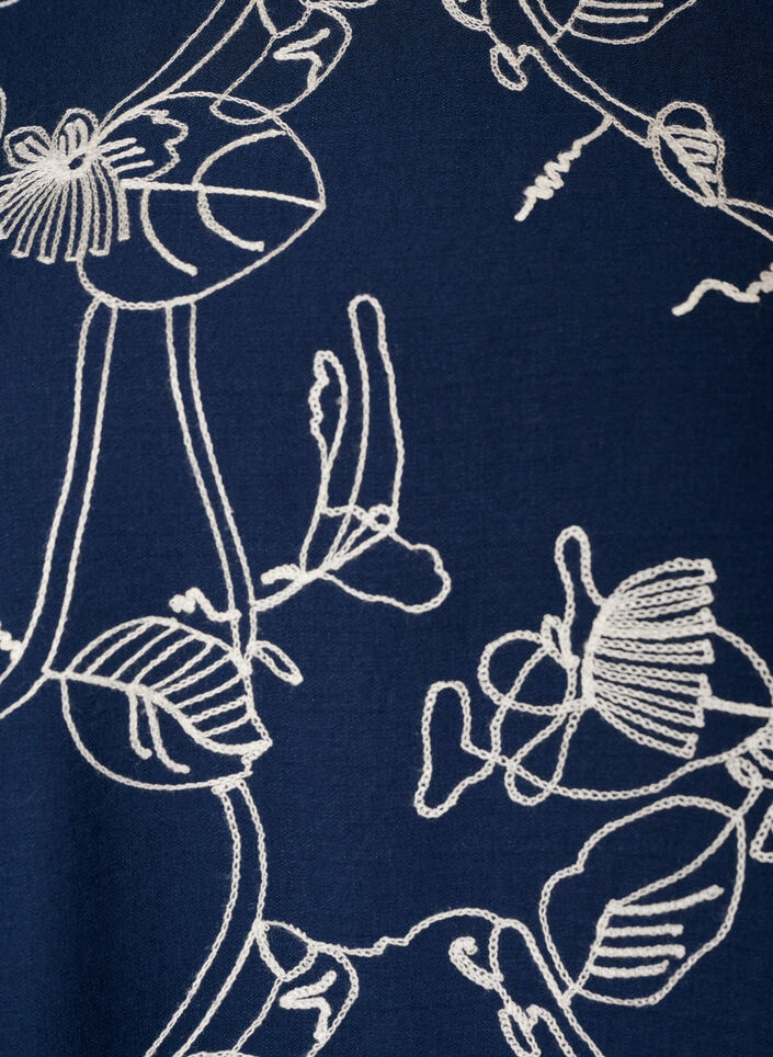 Chemisier &agrave; manches courtes avec motif brod&eacute;, Bleu, Packshot image number 2