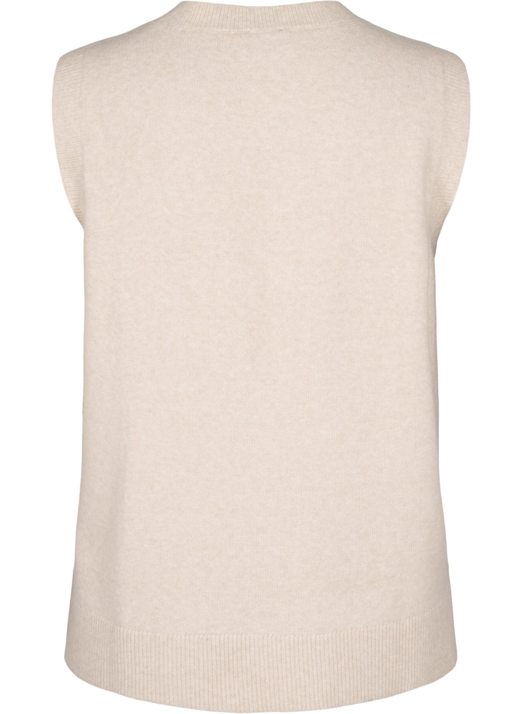 Zizzi Gilet en tricot avec bord c&ocirc;tel&eacute;, Pumice Stone Mel., Packshot image number 1