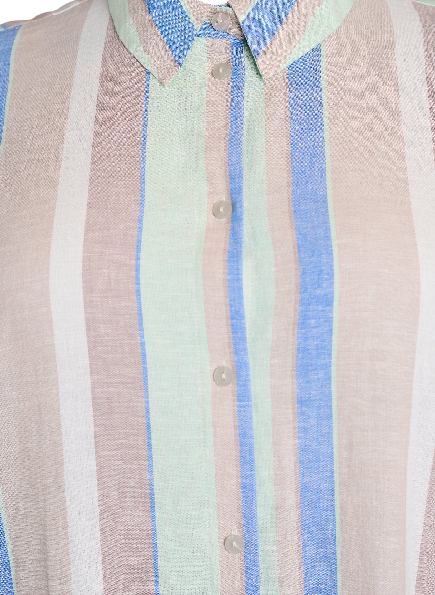 Zizzi Chemise longue en viscose et en lin, Bleu, Packshot image number 2