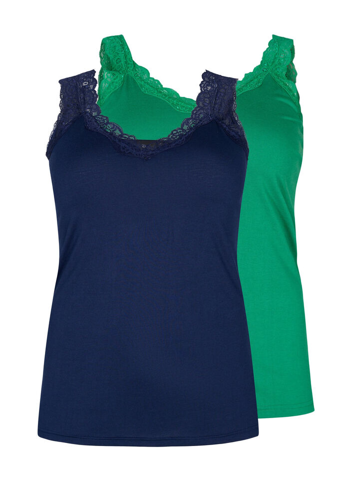 Haut &agrave; dentelle 2-lots, Navy B/Jolly Green, Packshot image number 0