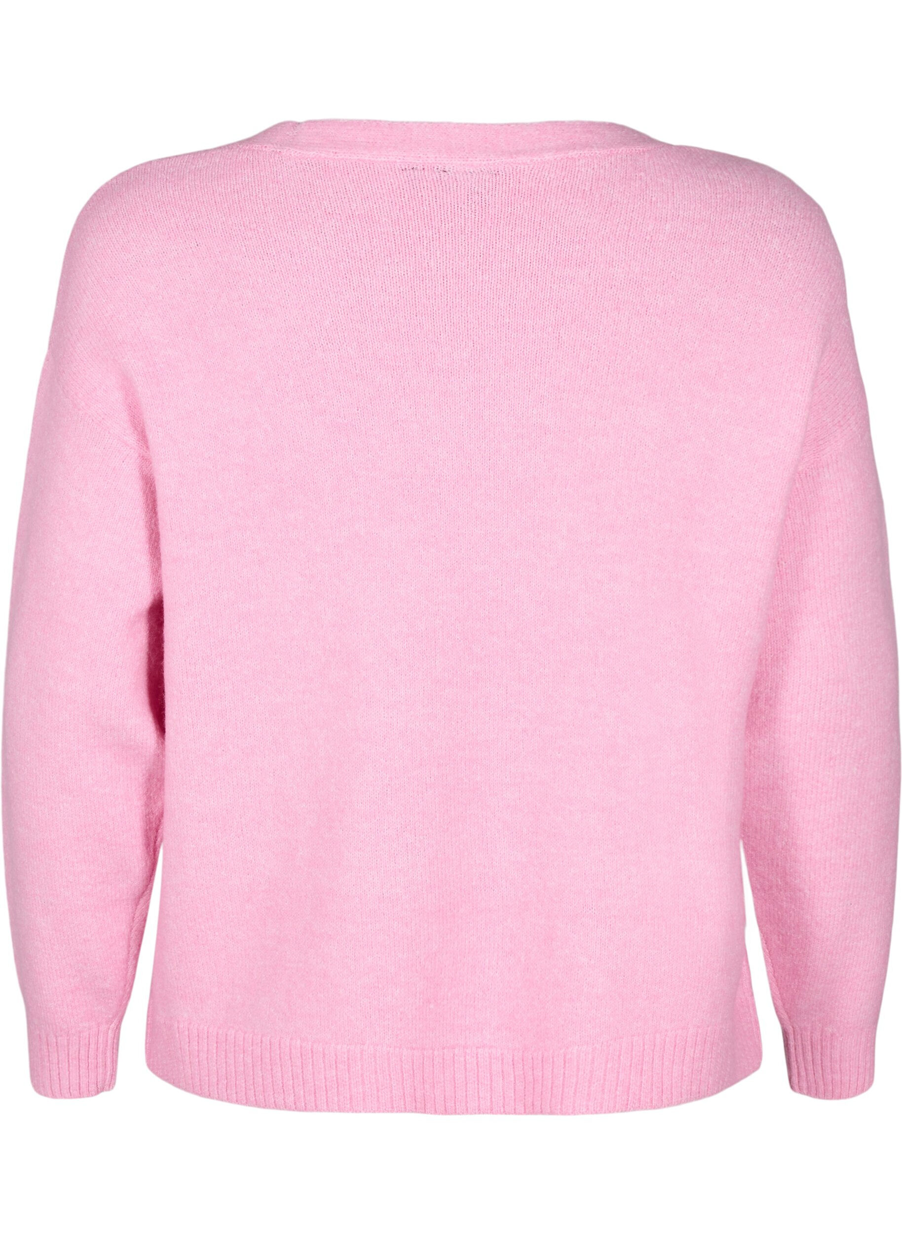 ZizziKorte gebreide cardigan met strikken, Begonia Pink Comb, Packshot image number 1