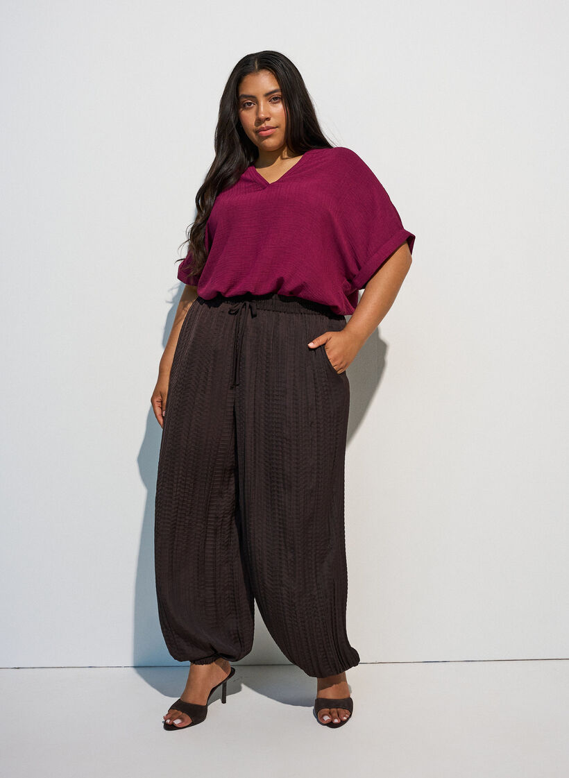 Luchtige blouse met korte mouwen, Rood, Model image number 1