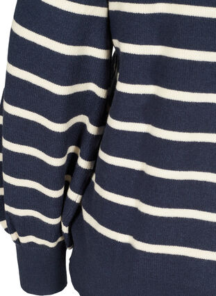Pull en tricot rayé à manches bouffantes, Navy Blazer W/Stripe, Packshot image number 3