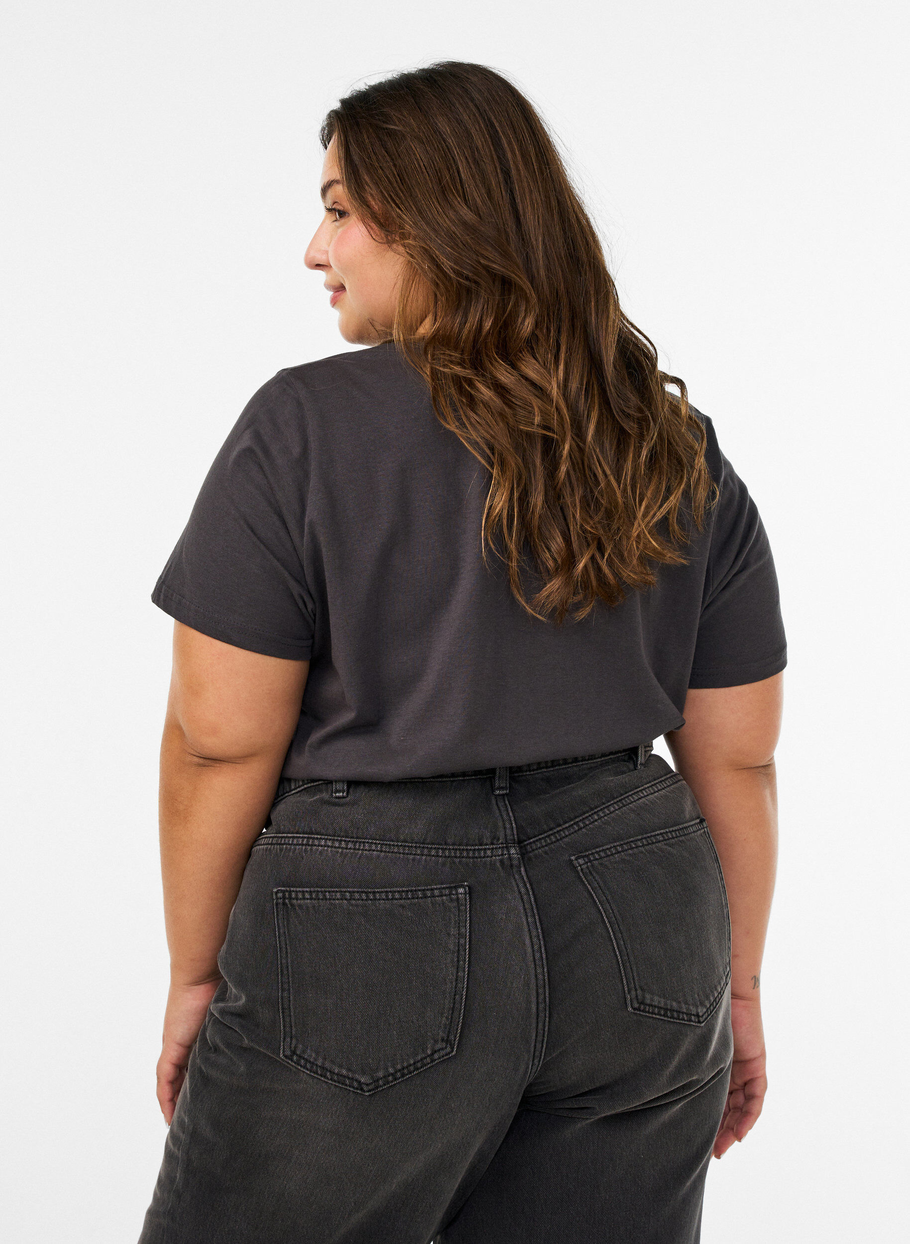 ZizziT-shirt en coton avec imprim&eacute; devant, Gris anthracite, Model image number 2