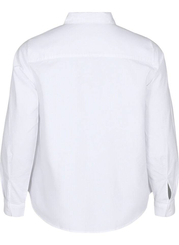 Chemise à manches longues en coton, Blanc, Packshot