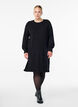 Robe courte en maille &agrave; manches raglan et couture centrale, Noir, Model image number 1