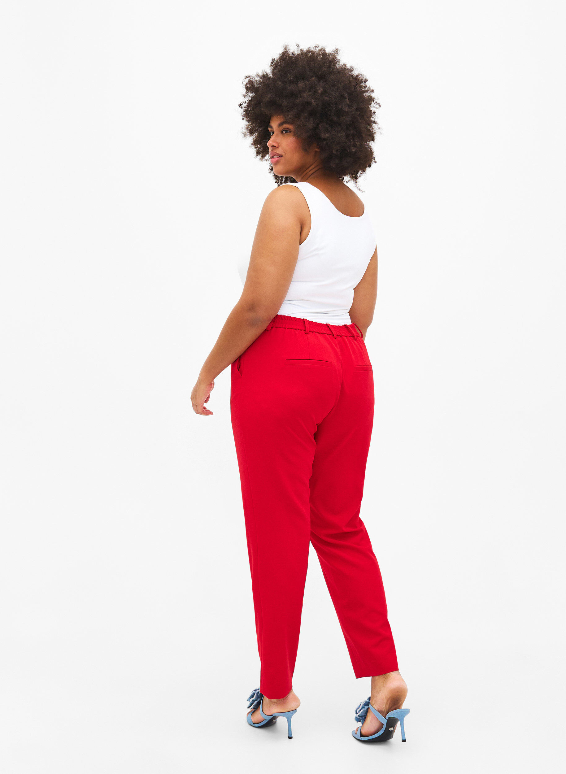 Zizzi Pantalon de tailleur avec poches, Tango Red, Model image number 1