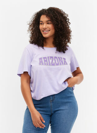 Katoenen t-shirt met printdetail, Lavender ARIZONA, Model image number 0