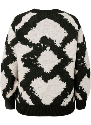 Blouse tricotée à motifs, Black Comb, Packshot image number 1