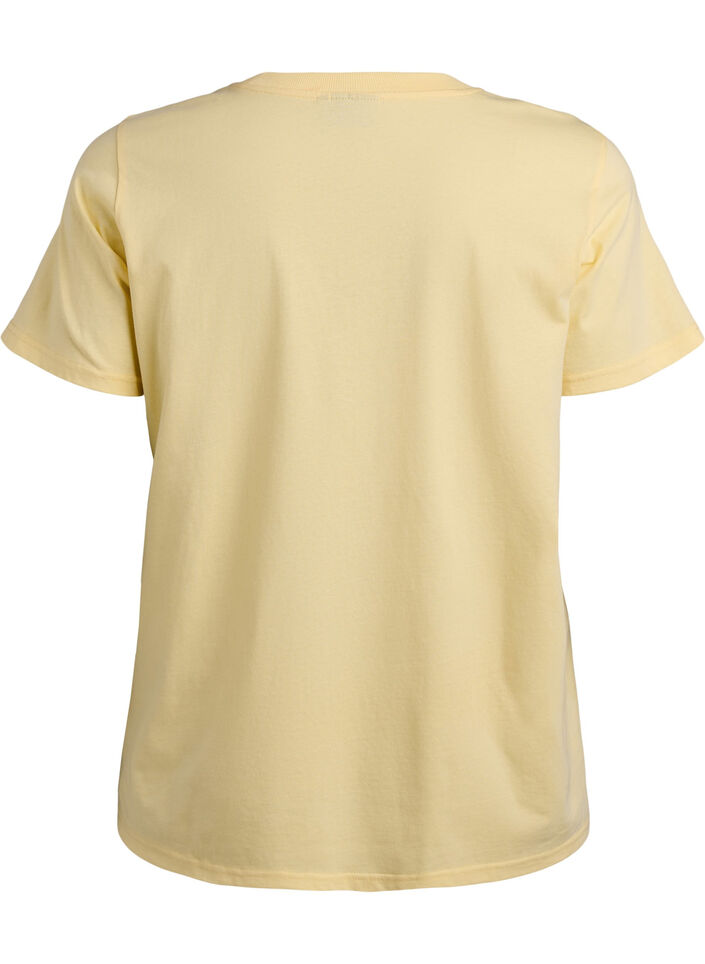 T-shirt basique en coton à col rond, Jaune clair, Packshot image number 1