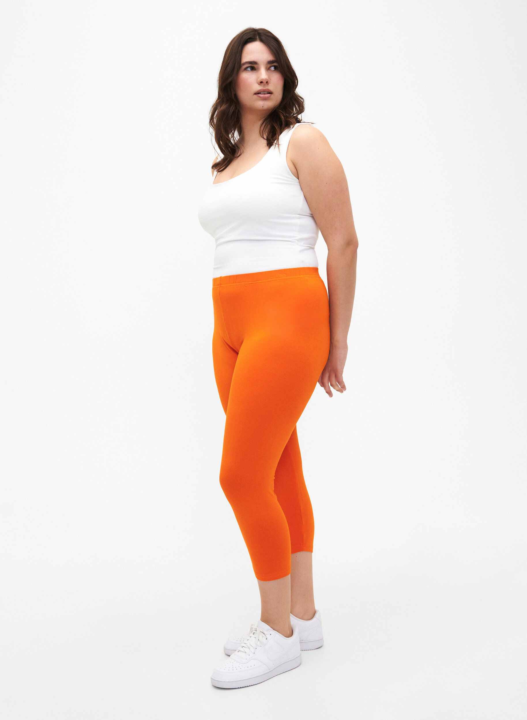 Zizzi Leggings 3/4 basiques en viscose, Orange, Model image number 1