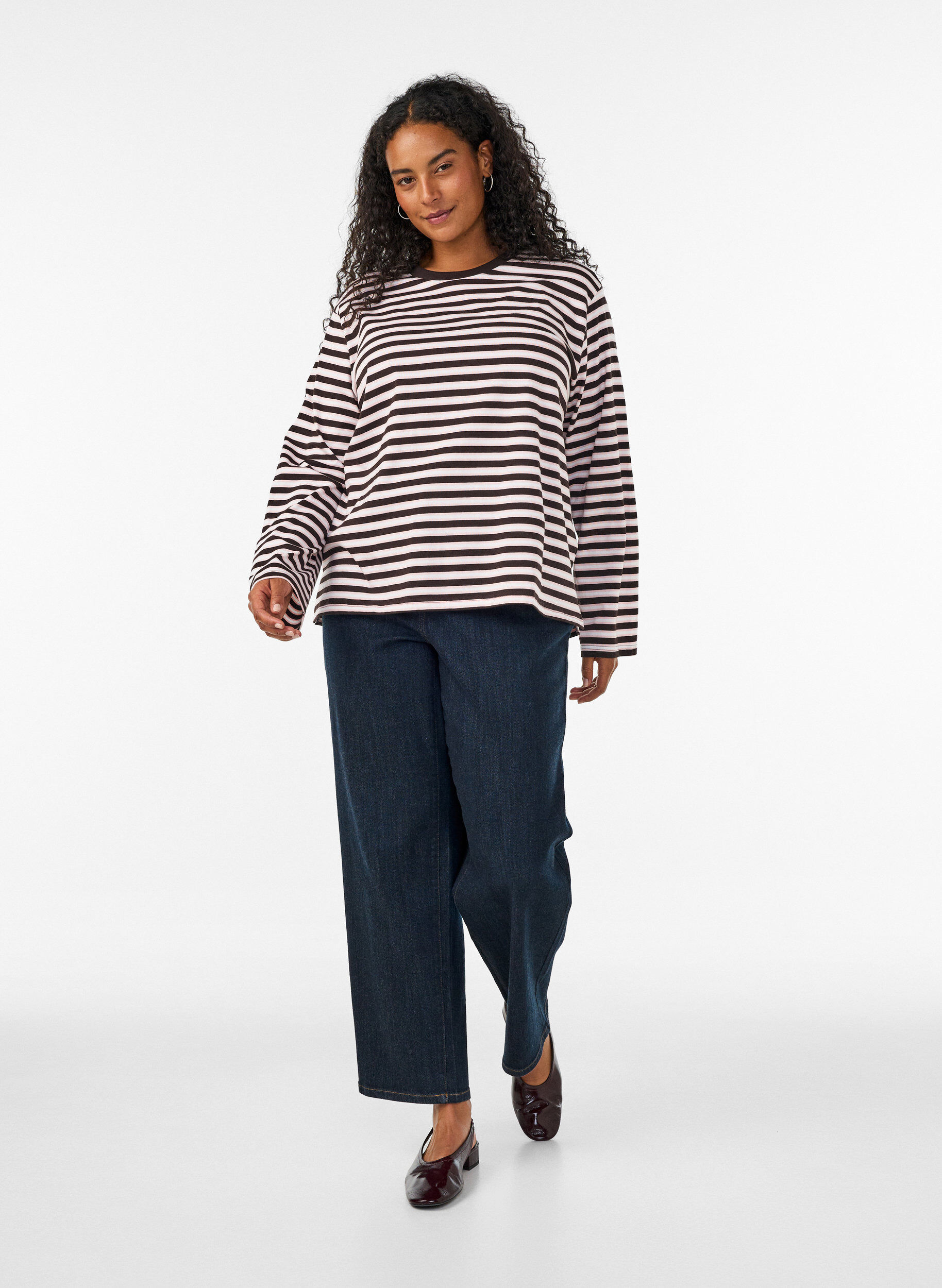 ZizziBasic T-shirt met lange mouwen, Roze, Model image number 1