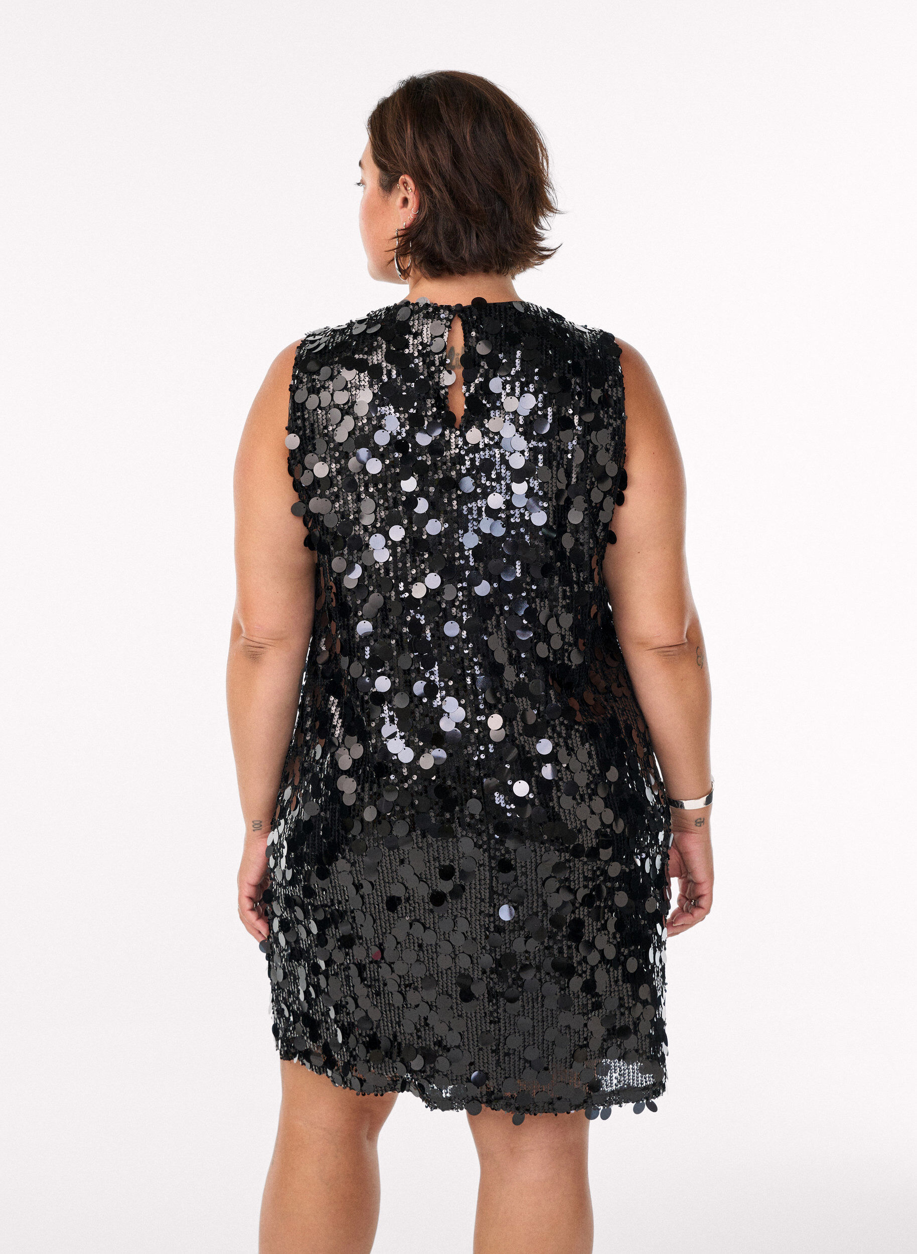 Zizzi Robe courte &agrave; sequins, Noir, Model image number 2