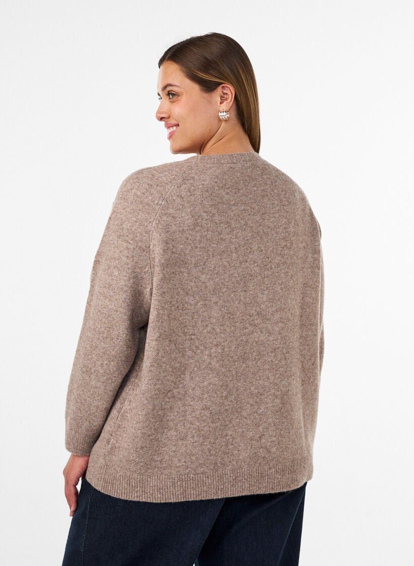 Blouse en maille avec strass et clous, Beige, Model image number 2