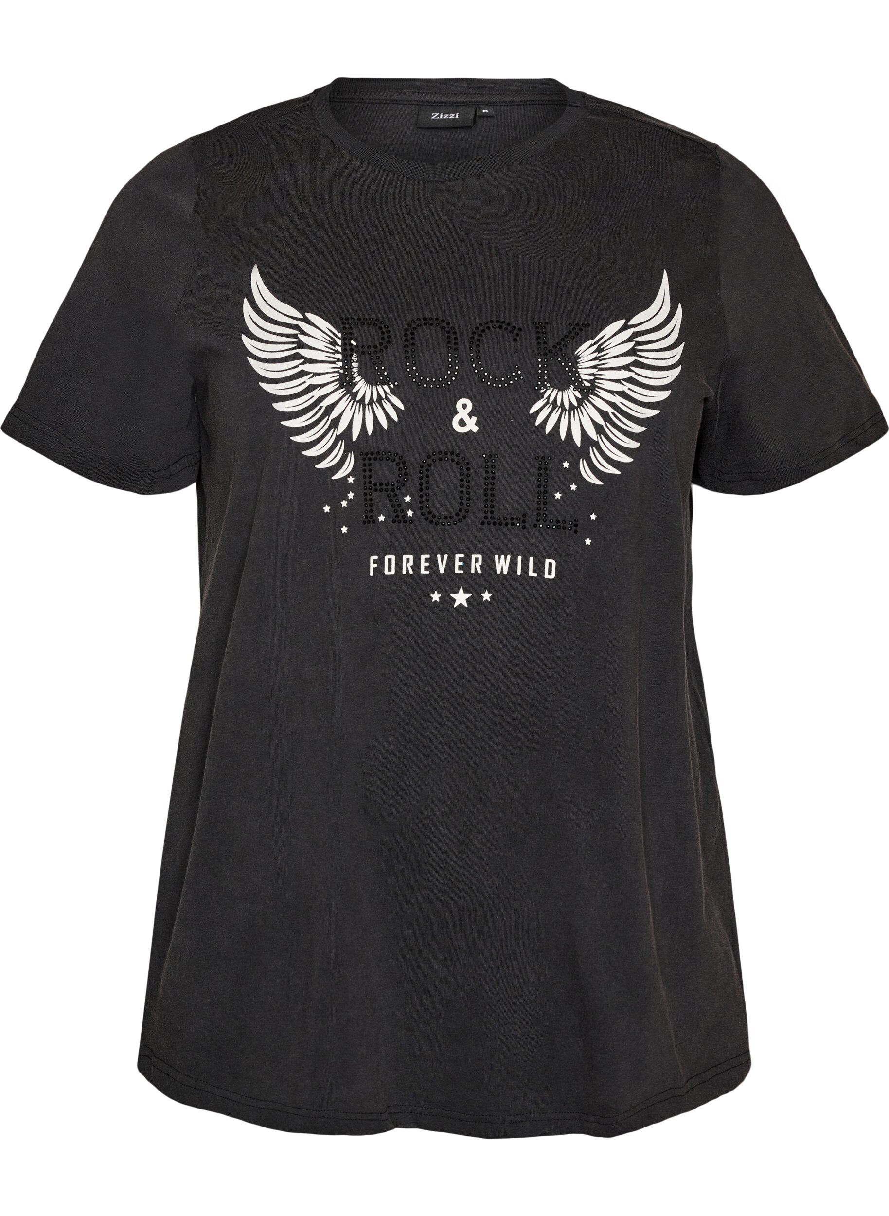 ZizziT-shirt en coton bio avec imprim&eacute;, Noir, Packshot image number 0