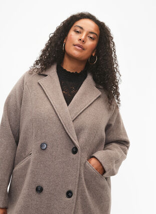 Manteau en laine avec boutons et poches, Moon Rock Mel., Model image number 2