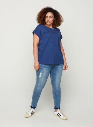 T-shirt en mélange coton, Twilight Blue Mel., Model image number 2