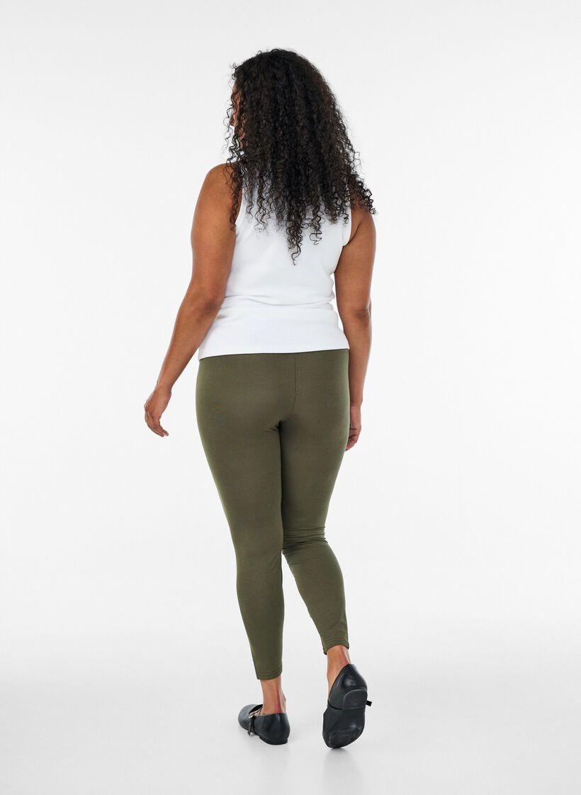 Leggings basiques en viscose, Vert Kaki, Model image number 2