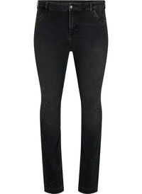  Amy jeans met hoge taille en strassteentjes
