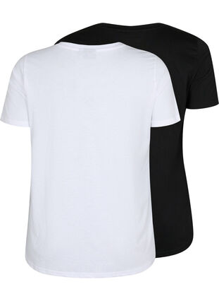 2-pack t-shirt met v-hals, Bright White / Black, Packshot image number 1