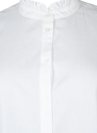 Overhemdblouse met ruches op de kraag en een gehaakte band, Bright White, Packshot image number 2