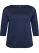T-shirt basic &agrave; col bateau et manches 3/4, Bleu, Packshot image number 0