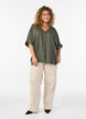 Blouse en viscose avec bordure crochet et boutons, Vert, Model image number 1