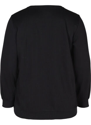 Sweatshirt met tekst, Black w. White AOP, Packshot image number 1