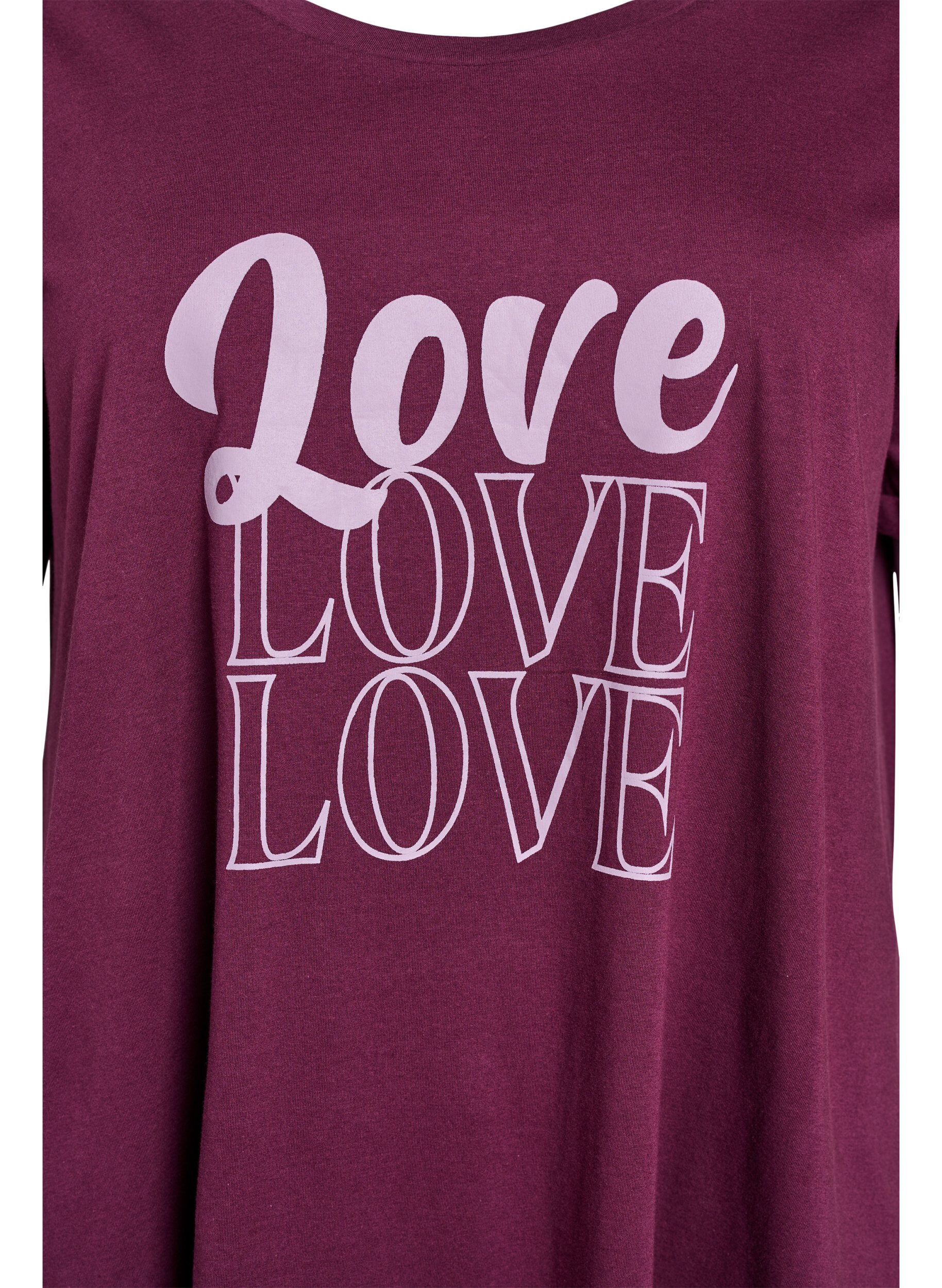 Zizzi Chemise de nuit &agrave; manches courtes en coton biologique, Bordeaux fonc&eacute;, Packshot image number 2