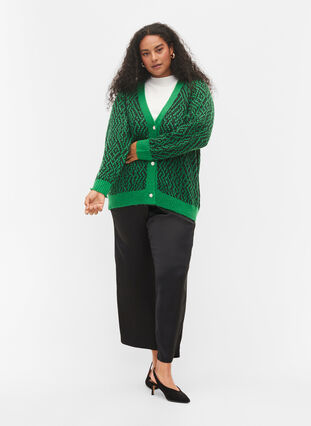 Gebreid vest met patroon en knopen, Jolly Green Comb, Model image number 2