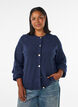 Vest in zacht breisel met goudkleurige knopen, Blauw, Model image number 0
