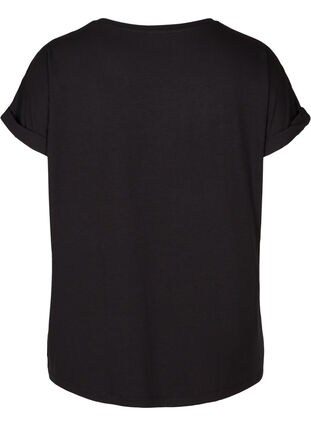 T-shirt col rond en mélange de viscose, Black, Packshot image number 1