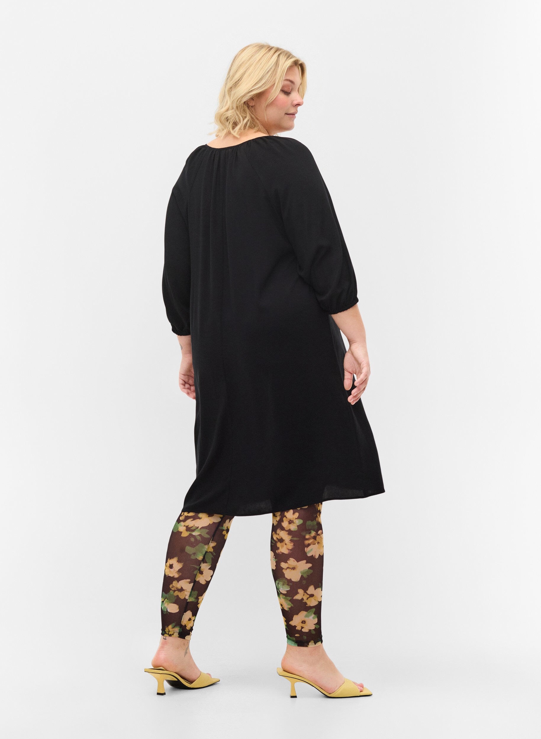 ZizziMesh legging met bloemenprint, Yellow Green AOP, Model image number 1