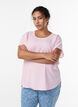 Blouse met korte mouwen en een ronde halslijn, Roze, Model image number 0