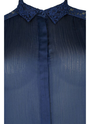 Chemise longue avec détails en dentelle, Evening Blue, Packshot image number 2