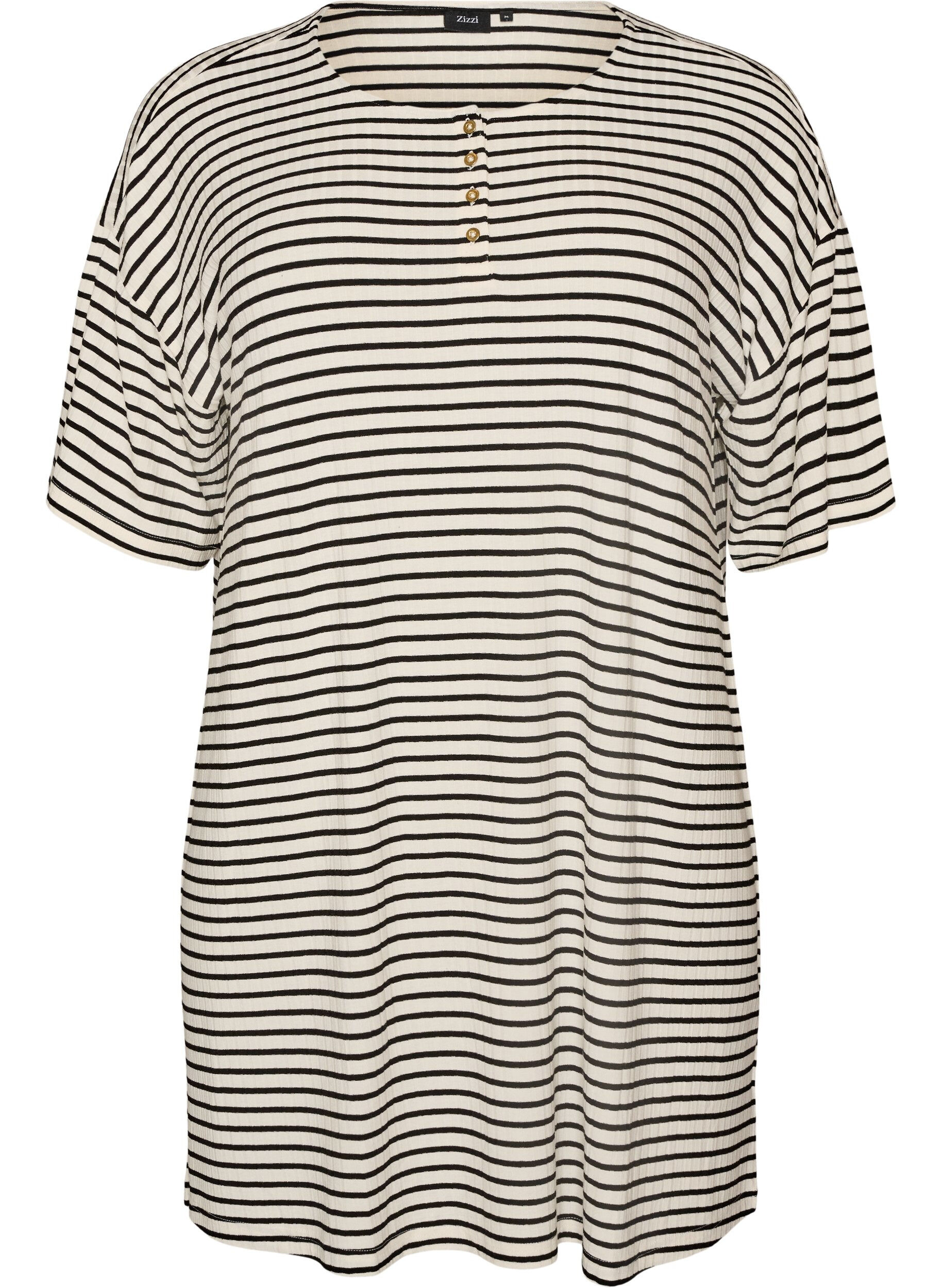 Gestreepte nachtjapon in viscose jersey