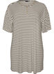Gestreepte nachtjapon in viscose jersey, Vanille, Packshot image number 0