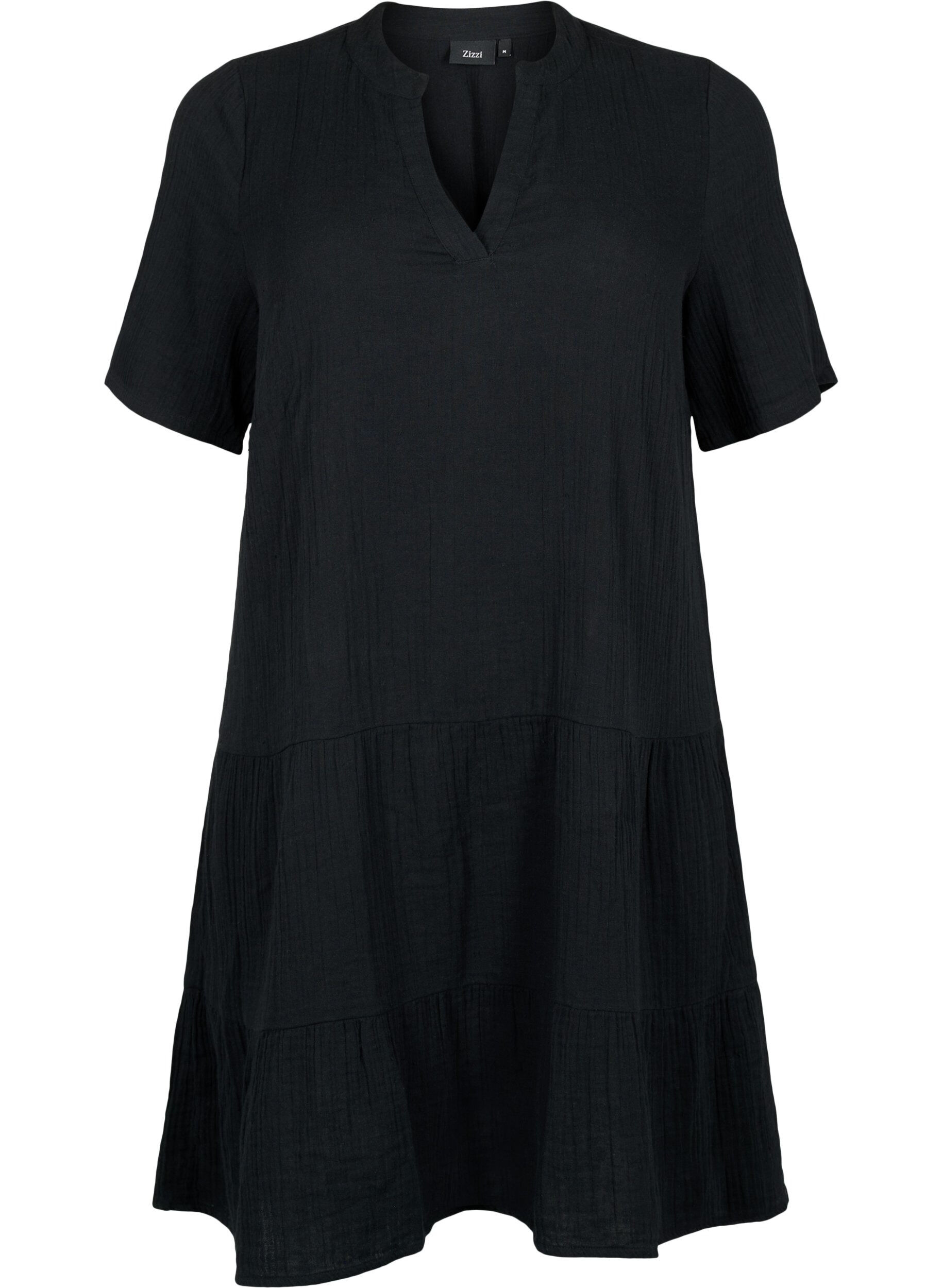 Zizzi Robe &agrave; manches courtes en coton 100 %, Black, Packshot image number 0