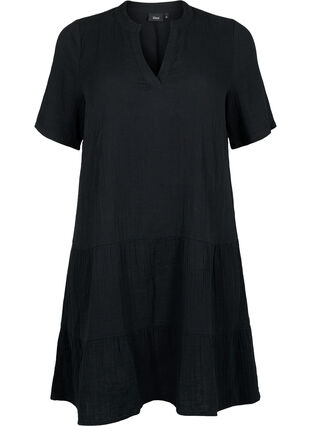 Robe à manches courtes en coton 100 %, Black, Packshot image number 0