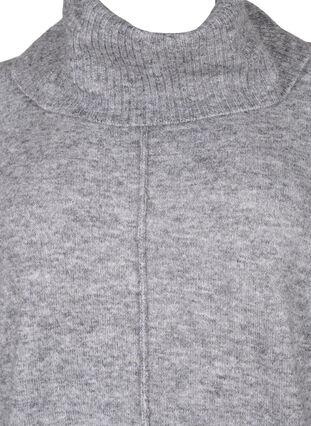Pull en tricot mélangé avec col roulé, Medium Grey Melange, Packshot image number 2