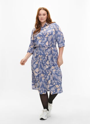 FLASH - Robe chemise avec imprimé, Delft AOP, Model image number 3